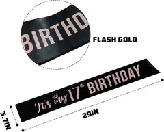 It’S My 17Th Birthday Sash,17 Years Old Sash,Rose Gold Glitter 17Th Birthday Gif