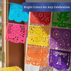 Mexican Party Banners (5 Pack with 10 Plastic Flags per Banner) – Papel Picado M