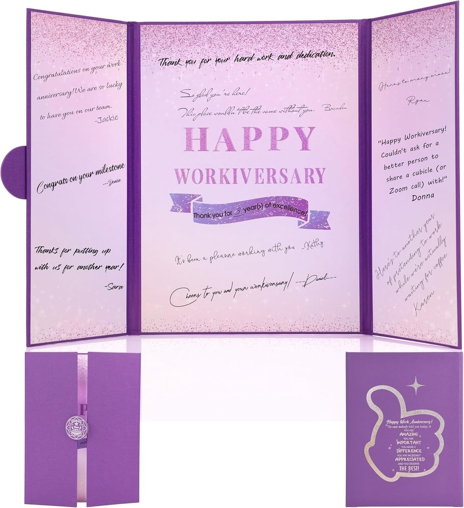 LYNYUN Elegant Purple Work Anniversary Party Decorations – Happy Workiversary Si