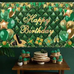 Green Happy Birthday Banner Gold Green Bokeh Balloons Happy Birthday Photography