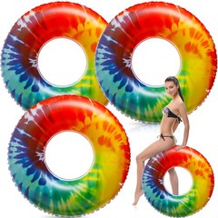 Simgoing 3 Pcs Jumbo Inflatable Pool Floats Rings, Tie Dye Tube Float 47.24 I…
