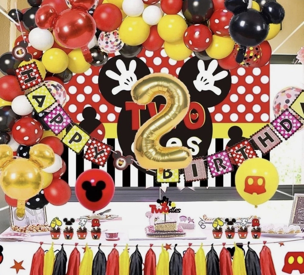 2nd Birthday Party Decorations Kit Balloons Banner Table Cover Tassel Set