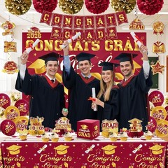 Graduation Decorations 2026 Maroon and Gold Class of 2026 Banner Congrats Gra…