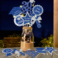 Graduation Decorations for Class of 2026-30Pcs Glitter Blue Silver Graduation Ta