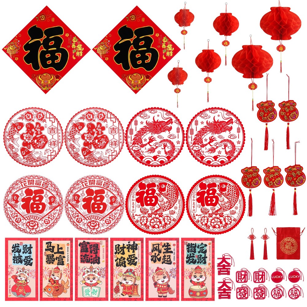 38Pcs 2026 Chinese New Year Decorations Lunar Spring Festival Hanging Ornaments