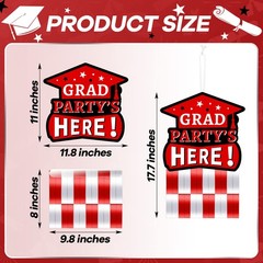4 Sets Red Black and White Graduation Party Decorations 2024, Congrats Grad Clas