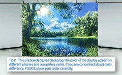 Fabric 8x6ft Lake Natural Scenery Backdrop River Forest Tree Blue Sky Bokeh