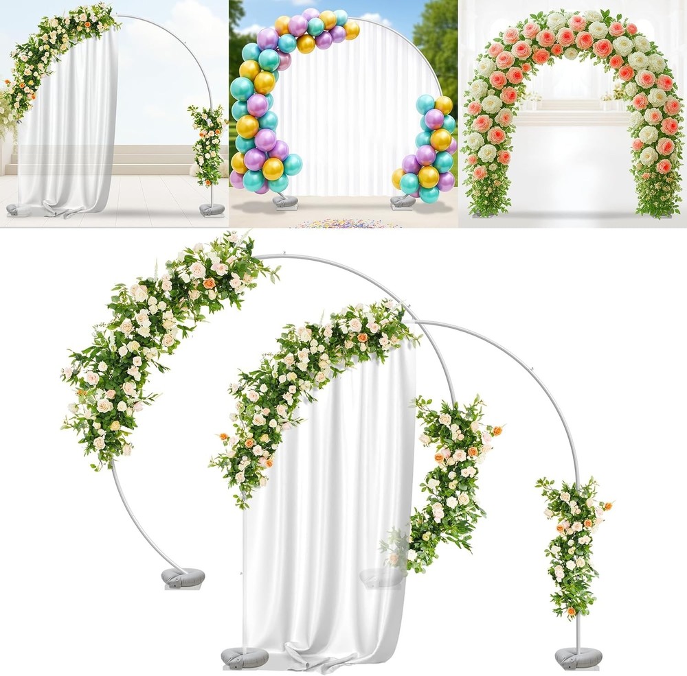Convertible 6.5 FT Round Backdrop Stand – Heavy Duty Balloon Arch Stand with 2 W