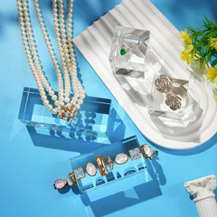 Clear Polished Glass Cube Photo Props, Transparent Solid Glass Display Blocks fo