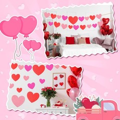 90 Pcs Glitter Heart Cutouts 3 Color Paper Shapes Valentines Decor 3 Sizes