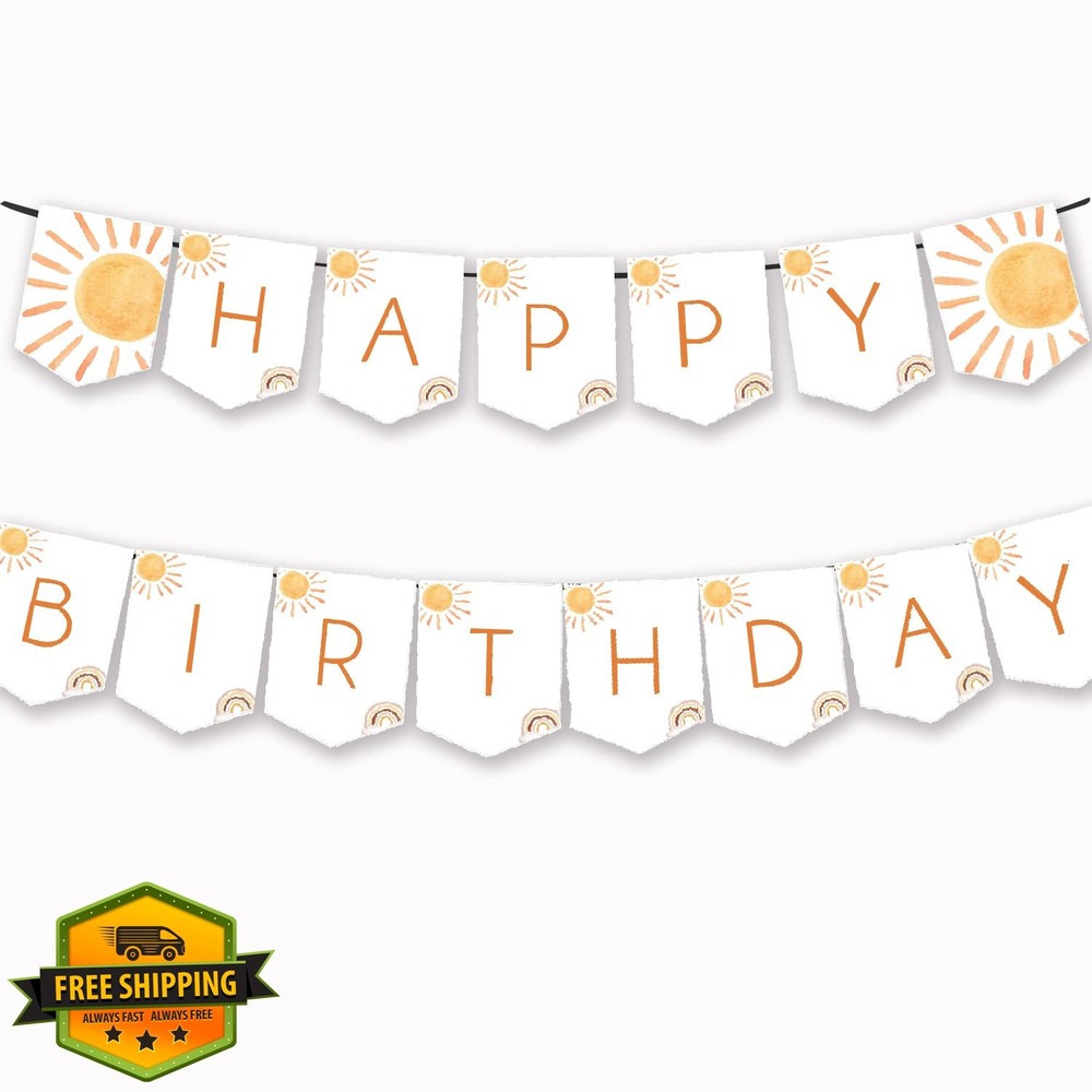Boho Sun Birthday Banner – First Trip, Around The Sun, Boho Hippie Sunshine, …