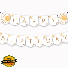 Boho Sun Birthday Banner – First Trip, Around The Sun, Boho Hippie Sunshine, …