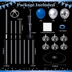 10 Balloon Stand Kits with Blue Silver Balloons – Centerpiece Decor for Parties