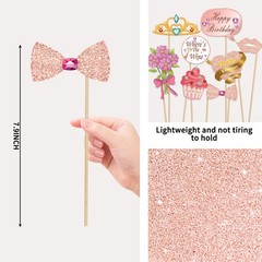 Birthday Decorations 33PCS Photo Booth Props Rose Gold Party Women Glitter