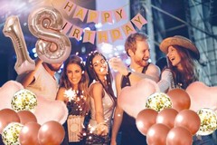 18th Birthday Decorations For Her – Pink and Rose Gold Theme – Balloons, Banner