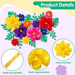 Large 20″ 10″ Colorful Tissue Flowers Giant Fiesta Pom Poms and Leaves, Mexic…