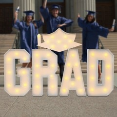Graduation Decorations, Light Letters, GRAD Light Letters Kit Freestanding