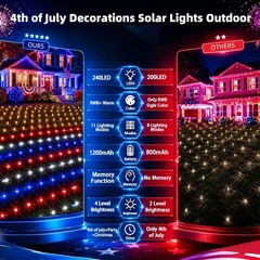 Waterproof 240 LED Net Lights – Red White Blue & Warm White for Every Occasion