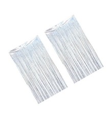 2 Packs Silver Multicolor Tinsel Foil Fringe Curtain Backdrop Engagement Bridal