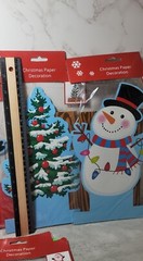 3 Piece Christmas Cutout Paper Cardboard Santa Decoration Tree Snowman Tabletop