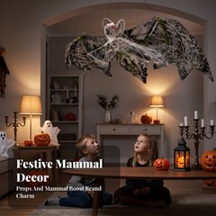 Distressed Black and Gray Spooky Nocturnal Creature Decoration Hanging