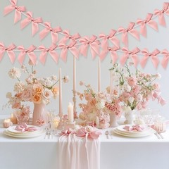 2pcs Bow Garland Banner, Ribbon Bow Party Decorations for Baby Shower Girls B…