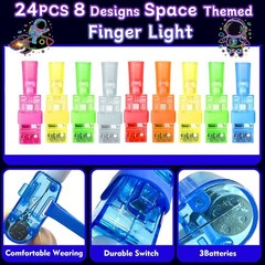 CHSLtmxq 24PCS Space Finger Lights Party Favors, 8 Designs Light Up 24pcs