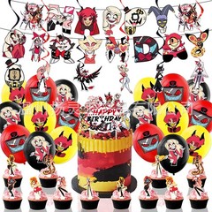 Hazbin Hotel Birthday Party Decor Supplies Balloons Banner Cake Toppers Kids