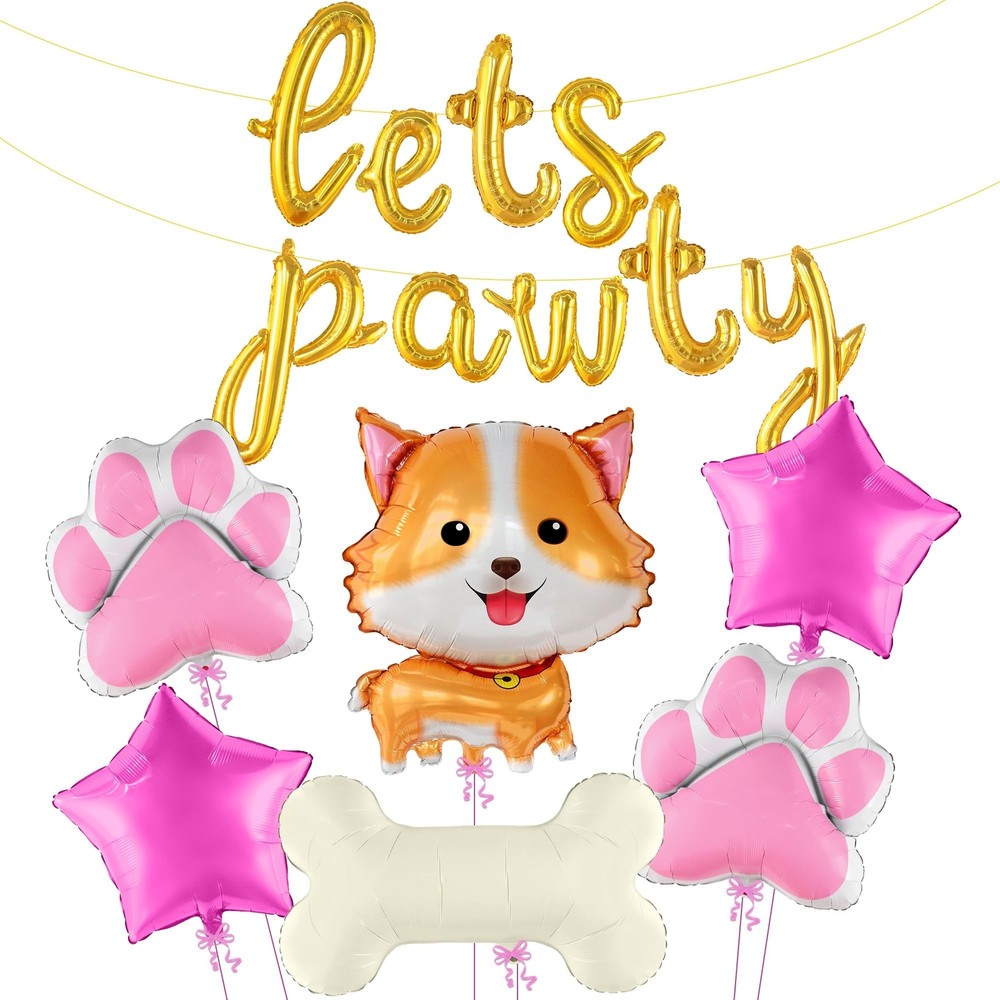 KatchOn, Dog Balloon for Puppy Party – 28 Inch, Pack of 6 and Lets Pawty Ball…