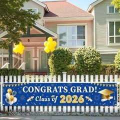 Blue and Gold Graduation Decorations 118 inches x 23.62 inches, Blue&Gold