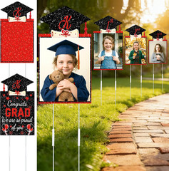 13 Pcs 37″ K-12 Graduation Photo Yard Signs with Stakes, Double-Sided Class of 2