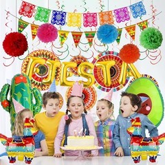 Mexican Fiesta Party Decorations Supplies – 32 Pcs Pinata Cactus Paper Fans Set