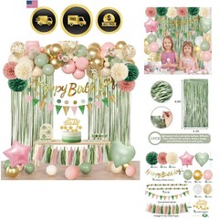 Pink Birthday Party Decorations Kit for Girls Women with Banner Foil Balloons