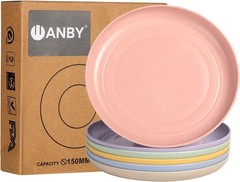 Wheat Straw Plates Lightweight Unbreakable Dinner Small, Small Multicolour