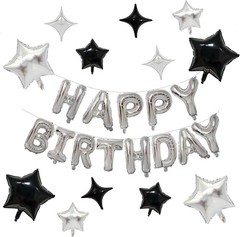 DIY Photo Booth Backdrop with Silver and Black Birthday Balloon Decoration Kit