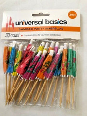 Bamboo Party Umbrellas, Multi-Color, 30 Count