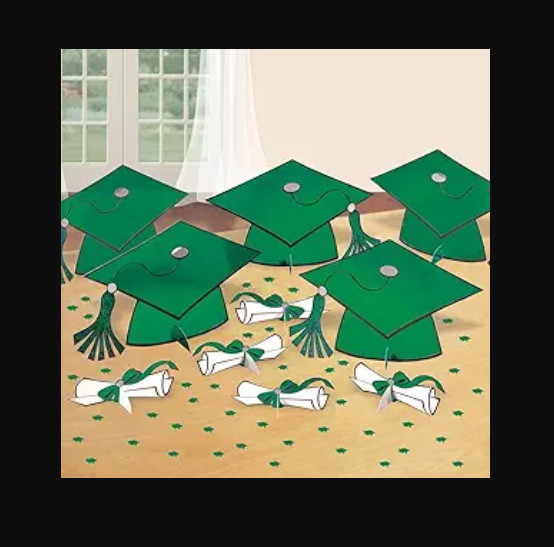 Amscan 10 piece metallic table decorating kit graduation green