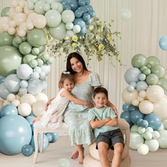 Dusty Blue Sage Green Balloon Arch Kit, 124Pcs Fog Blue Light blue Green Sand…
