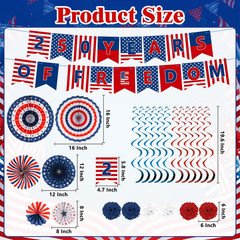 25 PCS US 250Th Anniversary Decorations Set, 4Th of July Decoration, Red White B