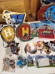 Paw Patrol Birthday Decoration BACKDROP Invitations Napkins Banners BIG HUGE LOT