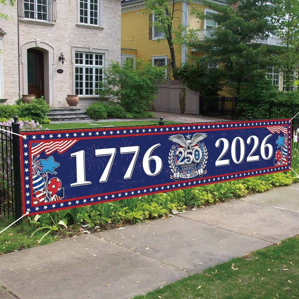 Large America 250th Anniversary Flag Banner for Fence 1776-2026 250 Years of …