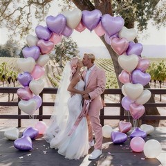 Pink Purple Heart Balloons, 12 Pcs Light Pink Lavender Cream Heart Shape Foil…