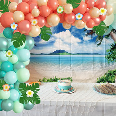Tropical Balloon Garland Arch Kit, 12″10″5″ Rose Gold Blush Blue Balloons Artifi