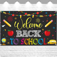 Welcome Back to School Banner Party Decorations Backdrop Black First Day of Scho