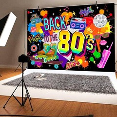 Fade-Resistant 80s Retro Background – 7×5 ft for Photography & Celebrations