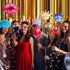 Large Funny Photo Booth Props for Adults, Photo Booth Props Set for New Years,