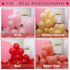 Strawberry Balloon Garland Arch Kit,176pcs Pink Red Green with large mylar ba…