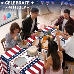 Festive 2-Pack Red, White & Blue Tablecloths for July 4th Celebrations – 52×87