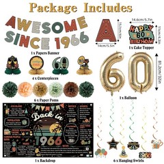 Roetyce 60Th Birthday Decorations Men Women Colorful Vintage Back In 1966