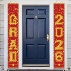 2Pcs 2026 Graduation Porch Banner Class of 2026 Congrats Grad Door Sign Decor
